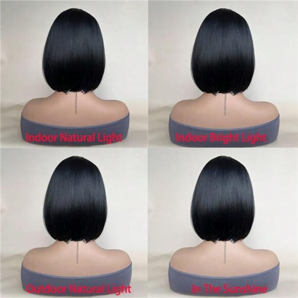Mixed Brown Color Short Bob Wigs With Bangs 10 Inch main image 4